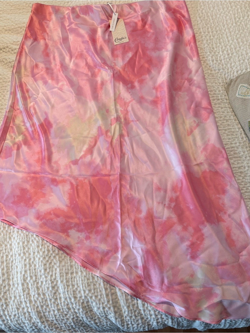 Candie's Pink Satin Tie-Dye Skirt